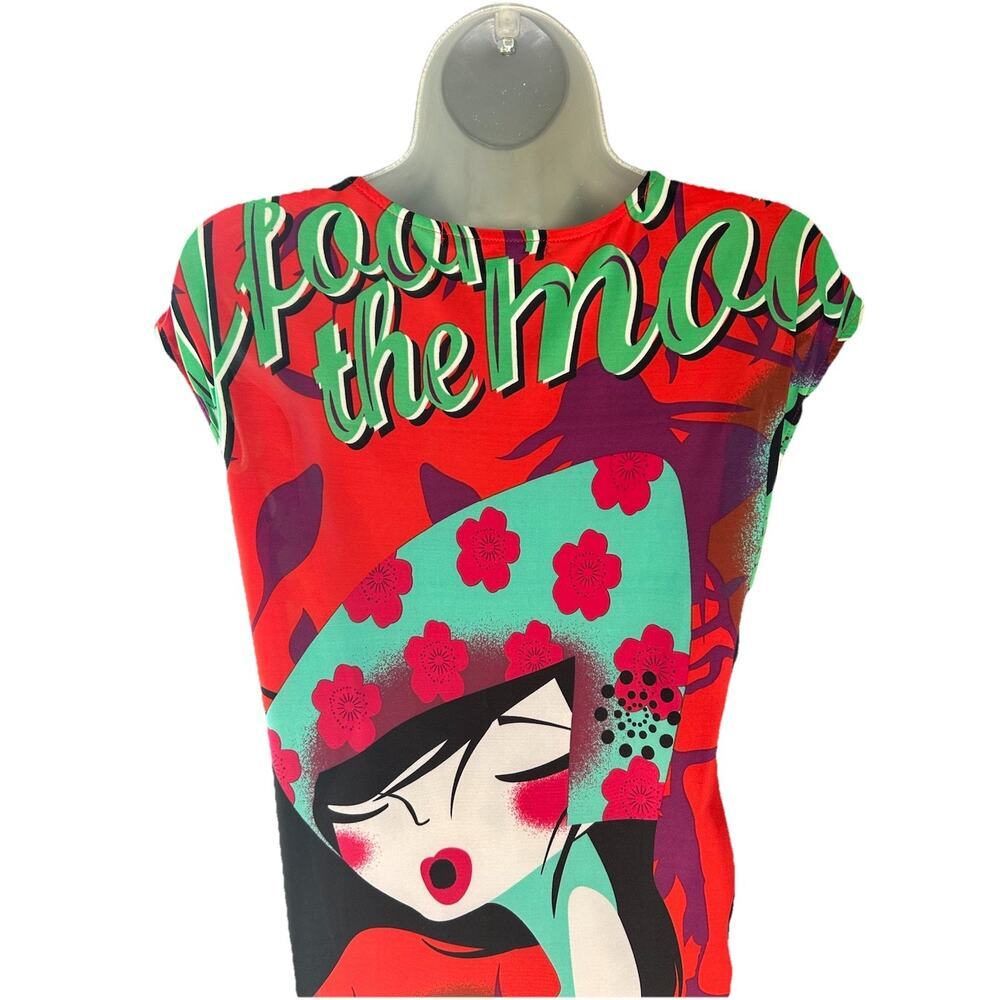 Vintage Just Cavalli Geisha Pop Art Dress Y2K Roberto Cavalli Shift Tunic Sz 4 - Picture 7 of 11